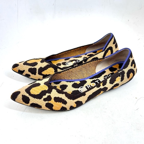 Rothy's The Point Big Cat Flats Pointed Toe Leopard Print Size 7 - Picture 2 of 9